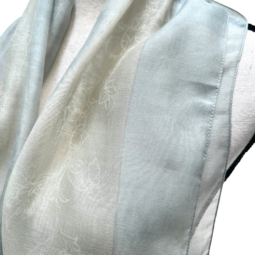 GIORGIO ARMANI LE COLLEZIONI CASHMERE/SILK BLUE & BEIGE FLORAL RECTANGLE SCARF - Picture 6 of 14